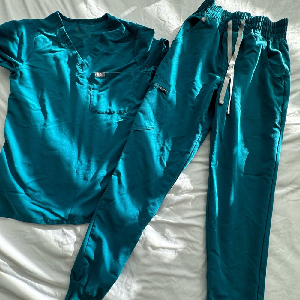 Lightly Worn Figs Scrub Set - Teal